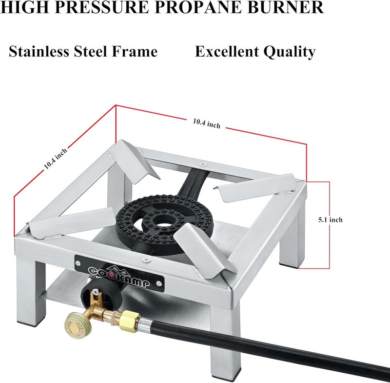 COOKAMP Propane Burner Angle Iron Camp Stove with CSA Listed Regulator and 4ft Hose (SS1200) - Image 2